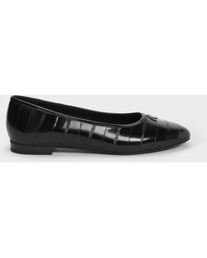 Charles & Keith Griselda Eel-Effect Ballet Flats - Black