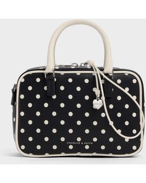 Charles & Keith Sianna Polka-Dot Bowling Bag - Black