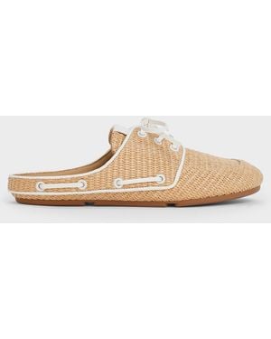 Charles & Keith Jude Raffia Slip-On Boat Shoes - White