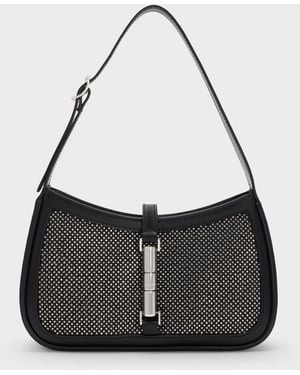 Charles & Keith Cesia Metallic-Accent Shoulder Bag in Black | Lyst