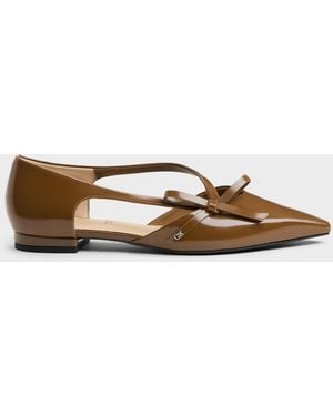 Charles & Keith Anastasia Leather D'Orsay Flats - Brown