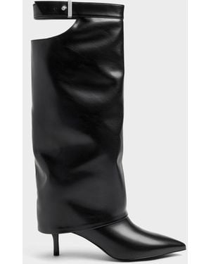 Charles & Keith Cut-Out Stiletto Knee-High Boots - Black