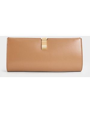Charles & Keith Wisteria Metallic-Accent Clutch - Natural