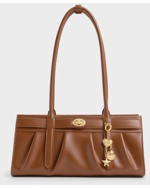 Charles & Keith Isolde Belted Ruched Shoulder Bag - White