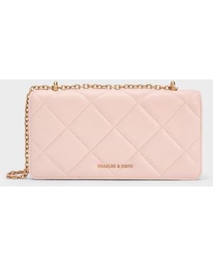 Charles & Keith Paffuto Quilted Wallet On Chain - Pink