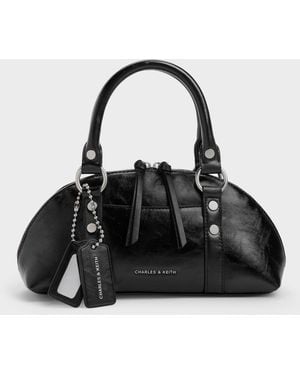 Charles & Keith Tatiana Studded Bowling Bag - Black