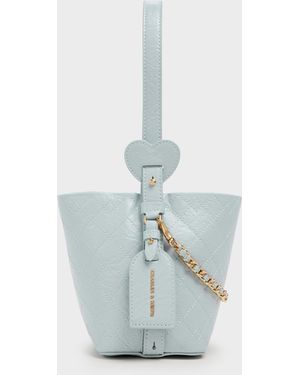 Charles & Keith Duo Quilted Chain Bucket Bag - White
