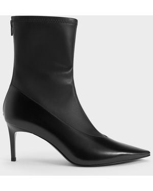 Charles & Keith Pointed Stiletto Ankle Boots - Black