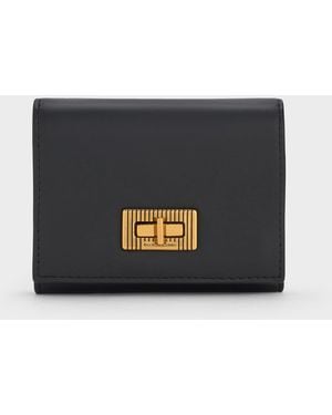 Charles & Keith Edna Turn-Lock Knotted-Strap Wallet - White
