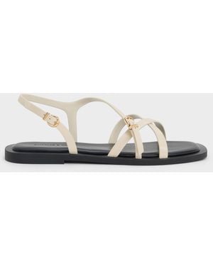 Charles & Keith Strappy Crossover Slingback Sandals - White