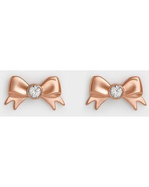 Charles & Keith Paige Crystal-Bow Stud Earrings - Metallic