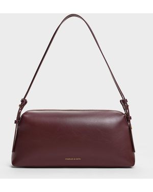 Charles & Keith Deyna Double-Strap Shoulder Bag - Purple