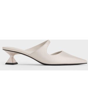 Charles & Keith Vada Asymmetric Sculptural Heel Court Shoes - White