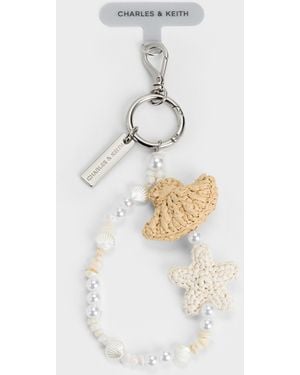 Charles & Keith Crochet Seashell-Starfish Beaded-Handle Charm - White