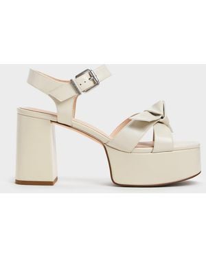 Charles & Keith Anika Knot-Bow Platform Sandals - Natural