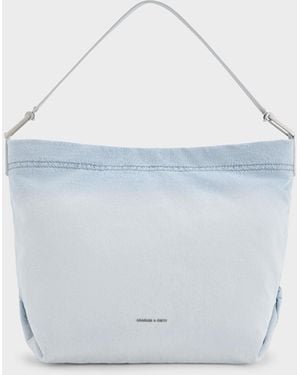 Charles & Keith Sianna Denim Slouchy Hobo Bag - Blue