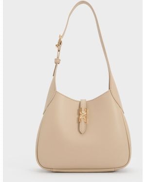Charles & Keith Mini Adalyn Hobo Bag - Natural