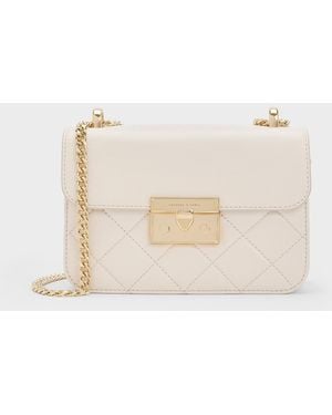 Charles & Keith Alva Quilted Chain-Handle Bag - Natural