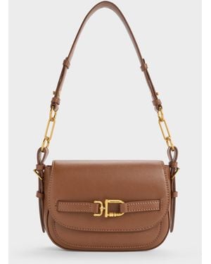 Charles & Keith Gwynne Metallic-accent Crossbody Bag - White