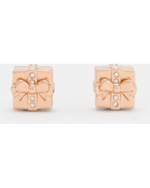 Charles & Keith Athalia Crystal-Embellished Gift-Box Stud Earrings - Natural