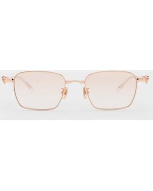 Charles & Keith Paige Rectangular Sunglasses - Natural