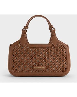 Charles & Keith Mini Azure Woven Tote Bag - Brown