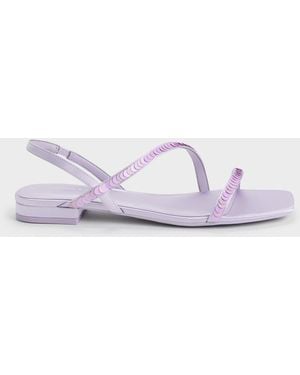 Charles & Keith Briella Sequinned Strappy Sandals - Purple