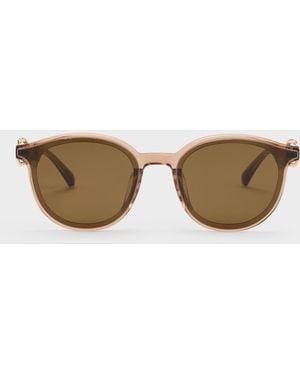 Charles & Keith Ciara Heart-Motif Sunglasses - Natural