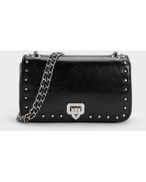 Charles & Keith Arwen Studded Shoulder Bag - Black