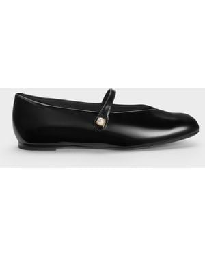Charles & Keith Marie Pearl Mary Jane Flats - Black