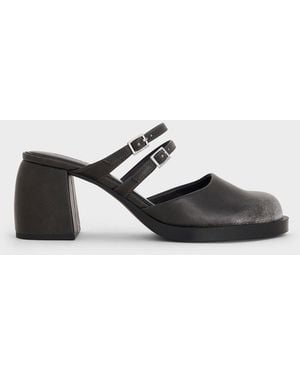 Charles & Keith Double-Strap Platform Mules - White