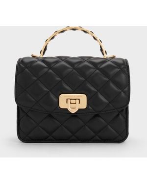 Charles & Keith Cressida Quilted Push-lock Clutch in Black