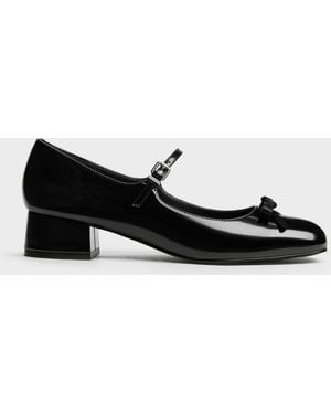 Charles & Keith Kelis Rose-Bow Mary Jane Court Shoes - Black