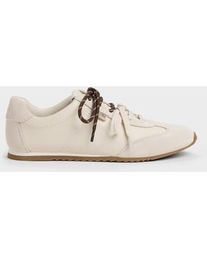 Charles & Keith Jace Leather & Suede Sneakers - White