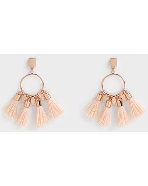 Charles & Keith Orelia Tassel Drop Earrings - White