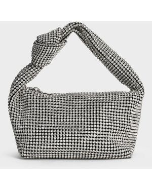 Charles & Keith Crystal-Embellished Knotted-Strap Shoulder Bag - Gray