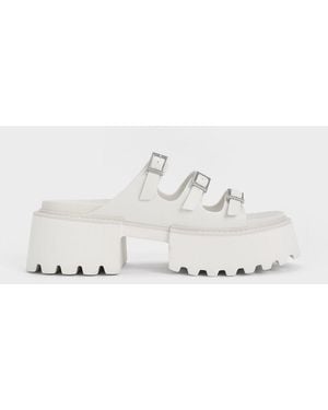 Charles & Keith Nadine Triple-strap Platform Sandals - White