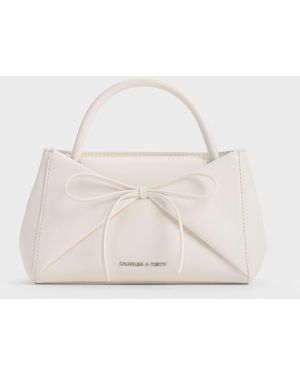 Charles & Keith Hazel Bow Panelled Top Handle Bag - Natural