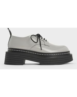 Charles & Keith Lace-Up Platform Derbys - Grey