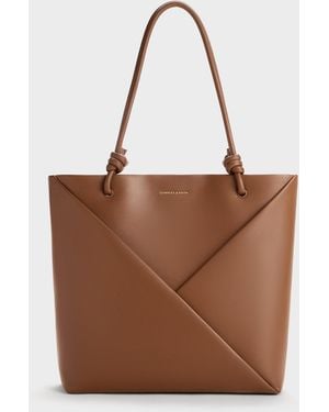 Charles & Keith Midori Geometric Tote Bag - Brown