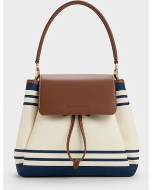 Charles & Keith Hanya Canvas Striped Top-Handle Backpack - Multicolor