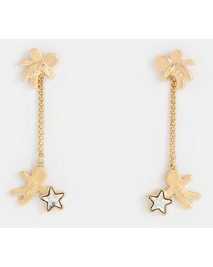 Charles & Keith Athalia Gingerbread-Fairy Crystal-Star Drop Earrings - White