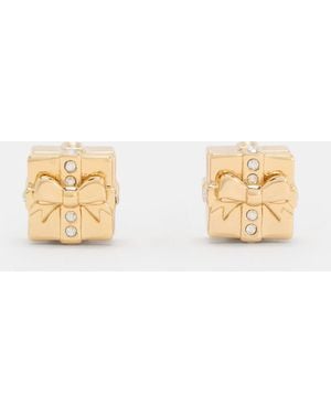 Charles & Keith Athalia Crystal-Embellished Gift-Box Stud Earrings - Natural
