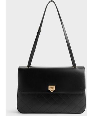Charles & Keith Connie Quilted Shoulder Bag - Black
