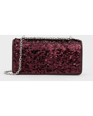 Charles & Keith Paffuto Sequinned Wallet On Chain - Purple