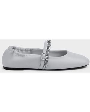 Charles & Keith Georgie Chain Mary Jane Flats - White