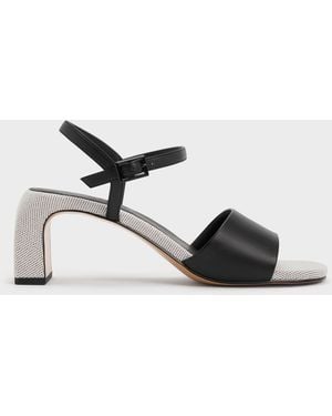 Charles & Keith Two-tone Ankle-strap Heeled Sandals - Metallic
