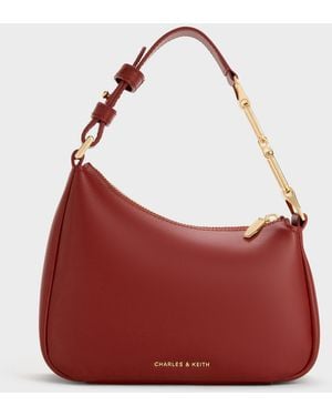 Charles & Keith Mini Agatha Chain-Strap Shoulder Bag - Red