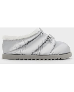 Charles & Keith Egan Nylon Puffy Mules - Gray