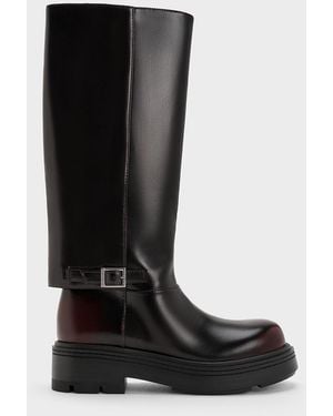 Charles & Keith Davis Buckled Fold-over Boots - Black